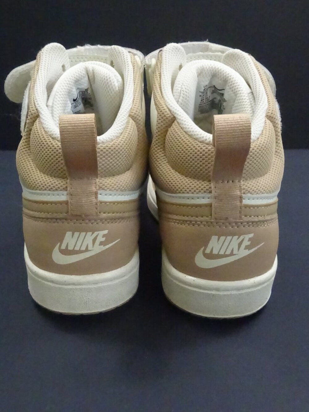 Nike White Tan Court Borough Mid 2 High Top Sneakers - Youth Size 4Y - Picture 3 of 11